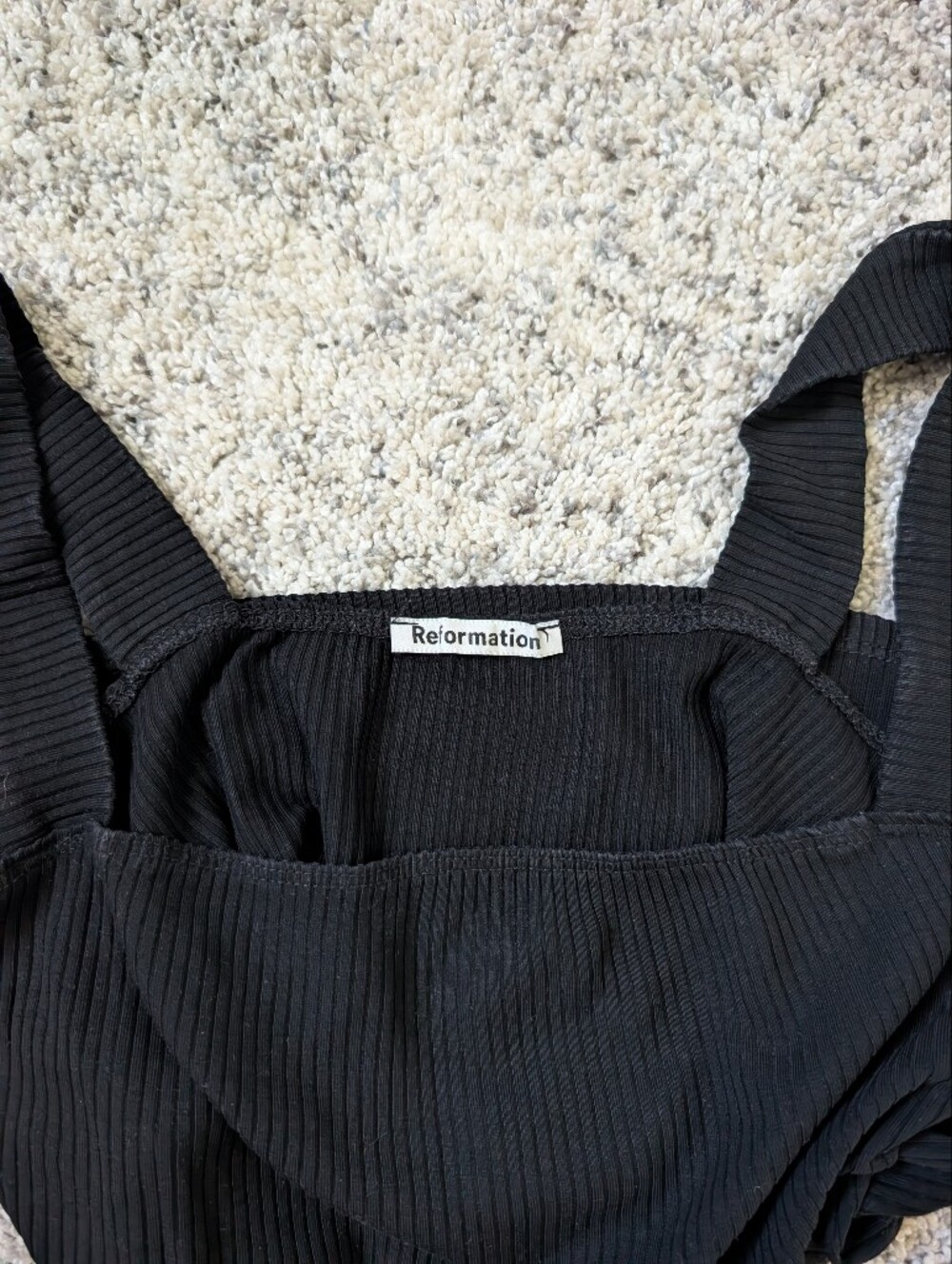 Reformation Black Ribbed Square Neck Tank - Picture 3 of 8
